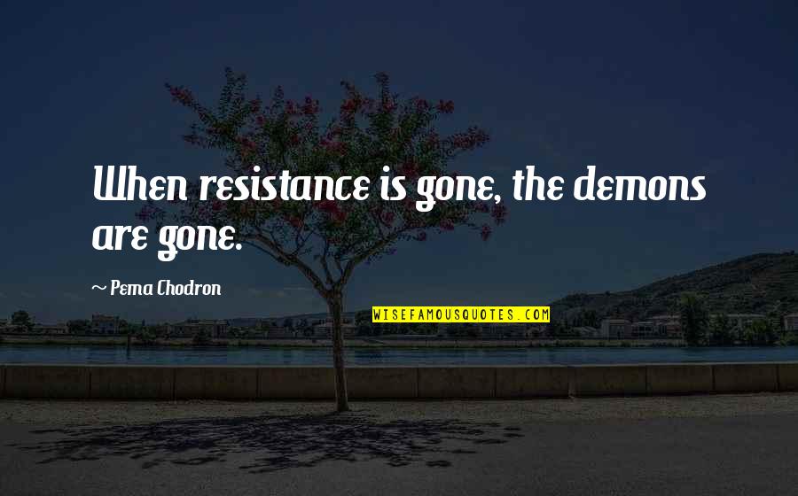 Anti Aqua Quotes By Pema Chodron: When resistance is gone, the demons are gone.