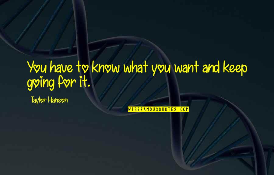 Anti Bargain Quotes By Taylor Hanson: You have to know what you want and