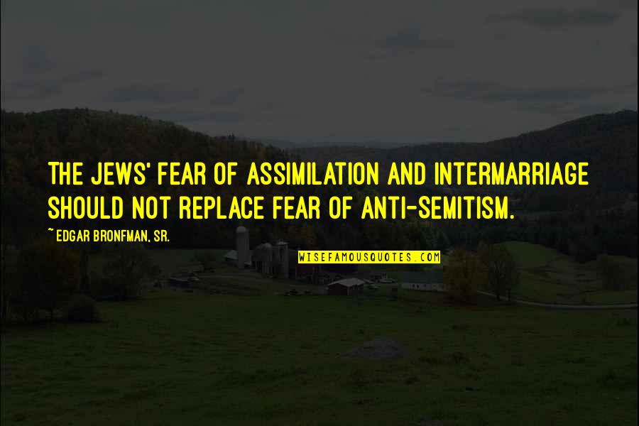 Anti-dengue Quotes By Edgar Bronfman, Sr.: The Jews' fear of assimilation and intermarriage should