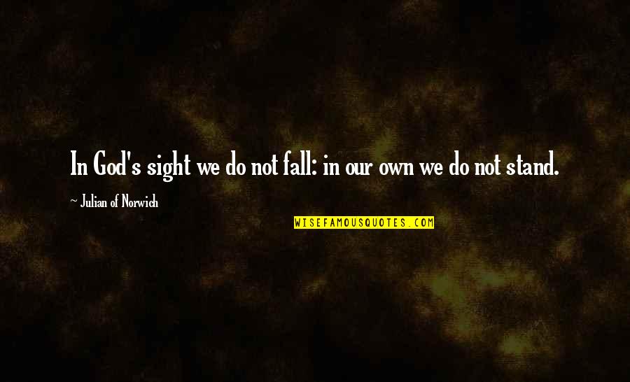 Anti Drone Quotes By Julian Of Norwich: In God's sight we do not fall: in