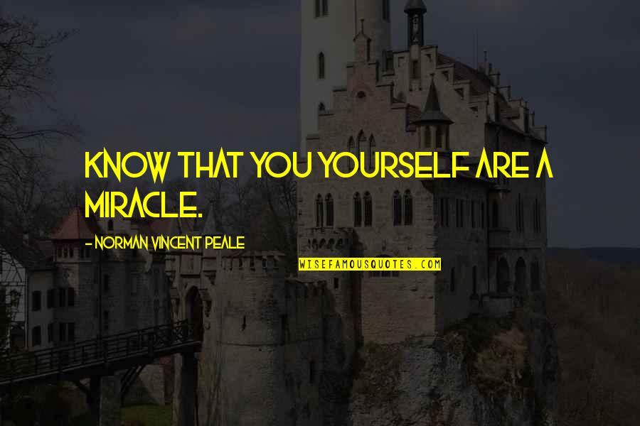 Anti Feminism Memes Quotes By Norman Vincent Peale: Know that you yourself are a miracle.