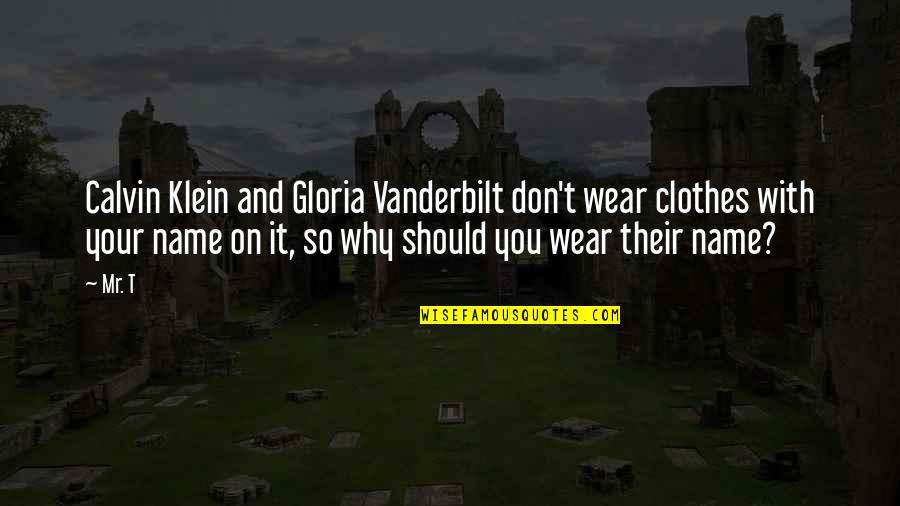 Anti Flag Song Quotes By Mr. T: Calvin Klein and Gloria Vanderbilt don't wear clothes