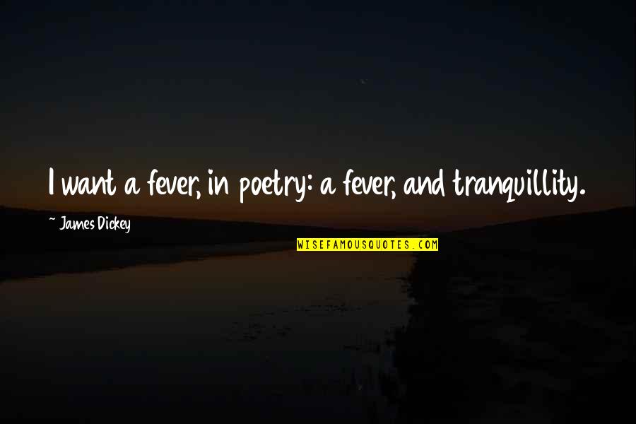Anti Hippie Quotes By James Dickey: I want a fever, in poetry: a fever,