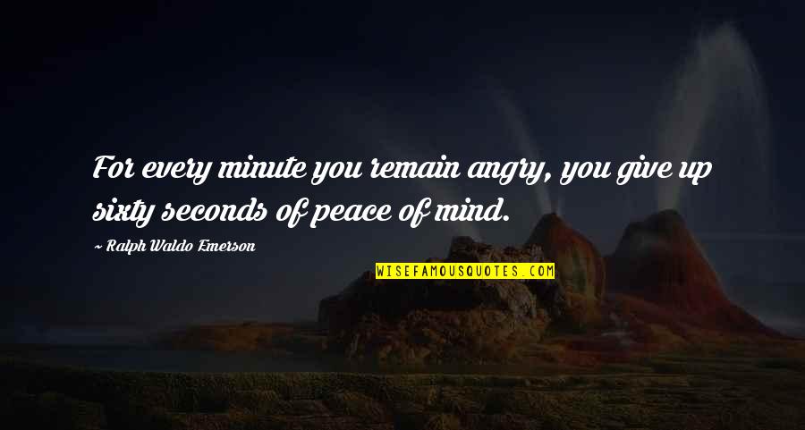 Anti Humanism Quotes By Ralph Waldo Emerson: For every minute you remain angry, you give