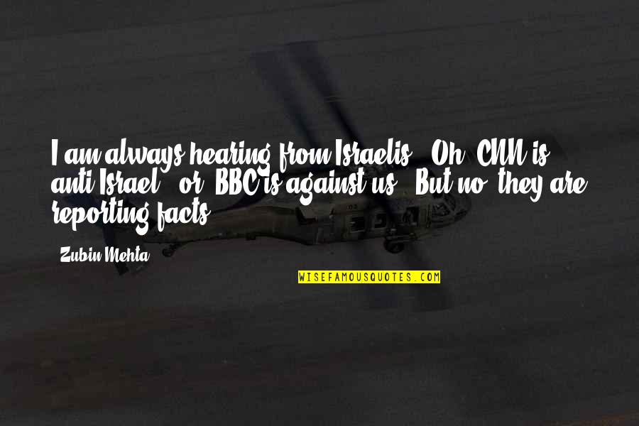 Anti Israel Quotes By Zubin Mehta: I am always hearing from Israelis, 'Oh, CNN