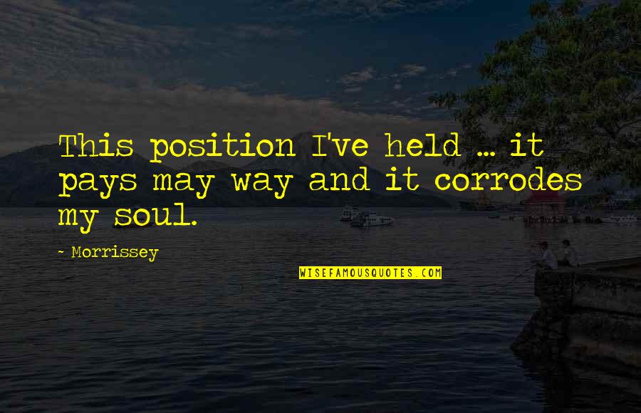 Anti-oppressive Quotes By Morrissey: This position I've held ... it pays may