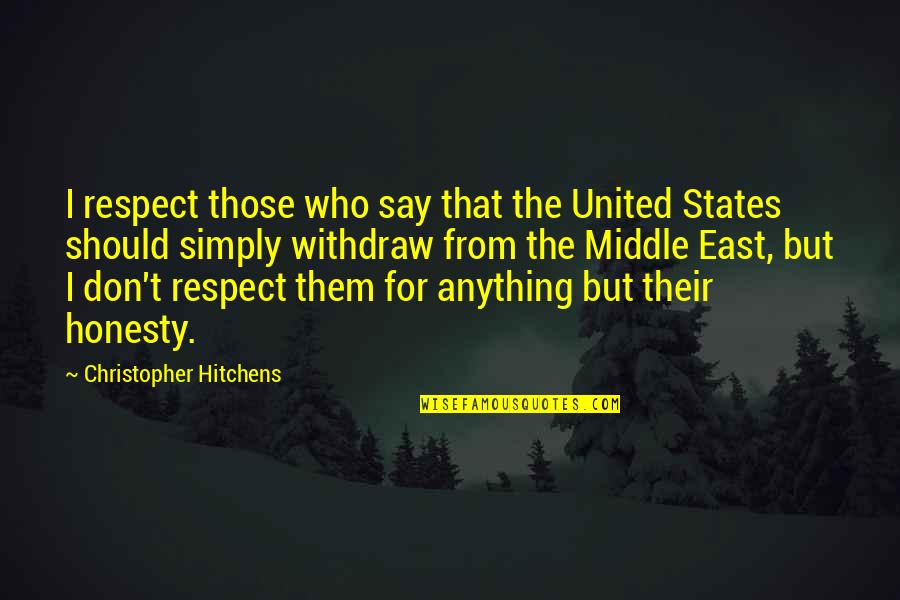 Anti Quotes By Christopher Hitchens: I respect those who say that the United