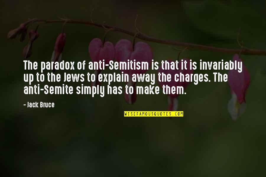 Anti Racism Quotes By Jack Bruce: The paradox of anti-Semitism is that it is
