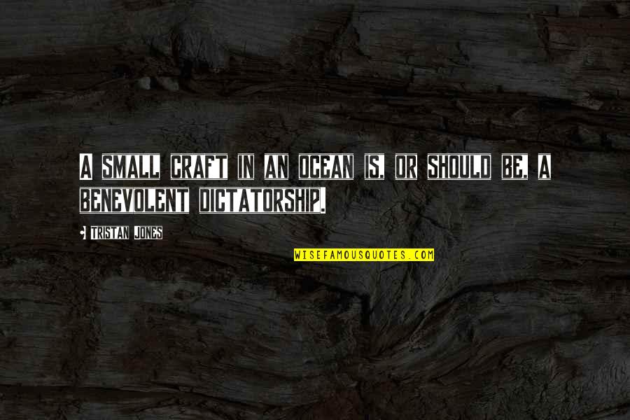 Anti Spiral Quotes By Tristan Jones: A small craft in an ocean is, or