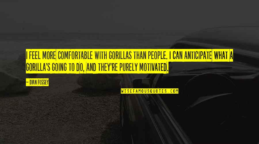 Anticipate Quotes By Dian Fossey: I feel more comfortable with gorillas than people.