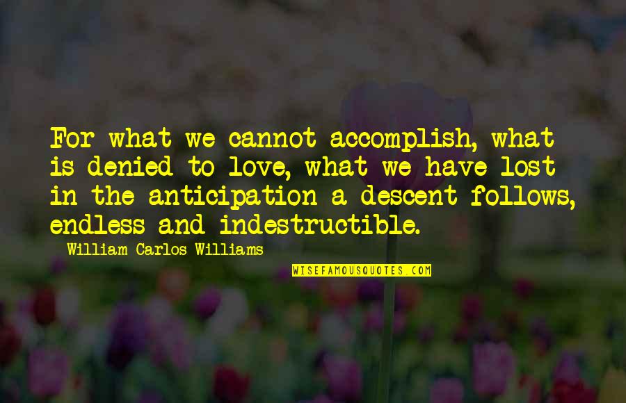 Anticipation Quotes By William Carlos Williams: For what we cannot accomplish, what is denied