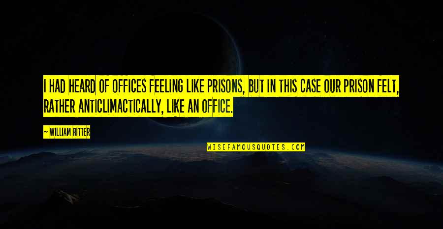 Anticlimactically Quotes By William Ritter: I had heard of offices feeling like prisons,