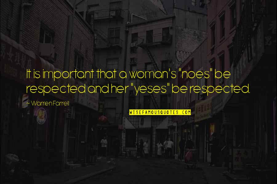 Antifeminine Quotes By Warren Farrell: It is important that a woman's "noes" be