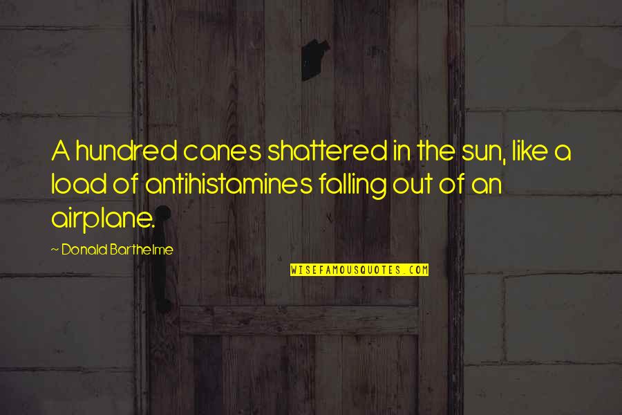 Antihistamines Quotes By Donald Barthelme: A hundred canes shattered in the sun, like