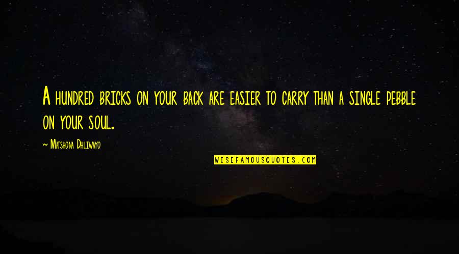 Anting Behavior Quotes By Matshona Dhliwayo: A hundred bricks on your back are easier