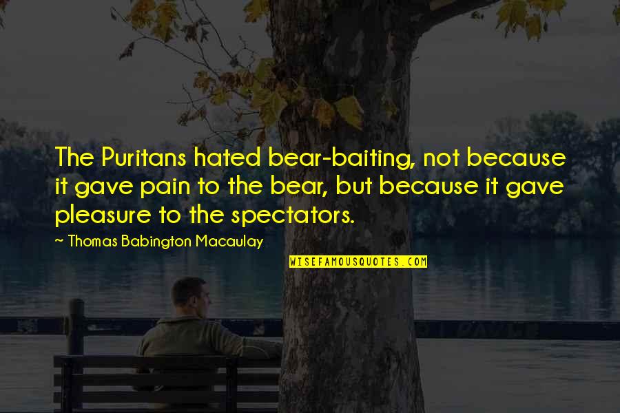 Antique Pottery Quotes By Thomas Babington Macaulay: The Puritans hated bear-baiting, not because it gave