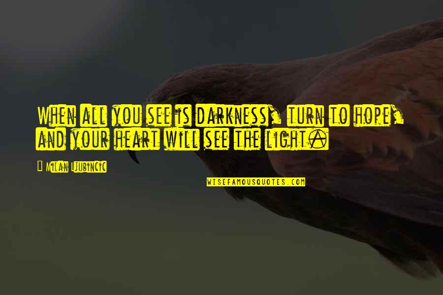 Antiretrovirals Drugs Quotes By Milan Ljubincic: When all you see is darkness, turn to