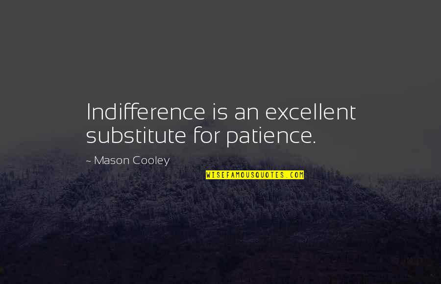 Antitheistic Quotes By Mason Cooley: Indifference is an excellent substitute for patience.