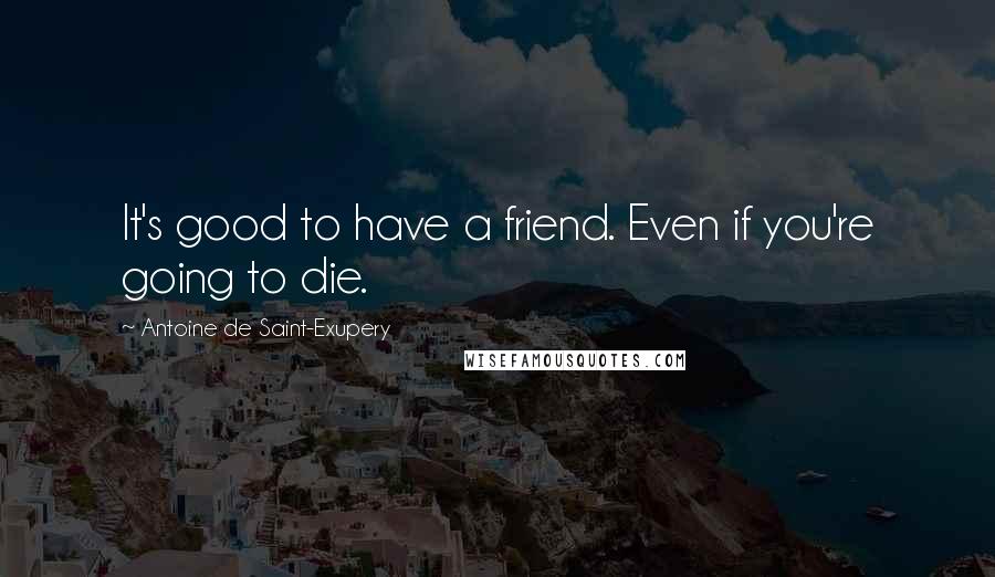 Antoine De Saint-Exupery quotes: It's good to have a friend. Even if you're going to die.