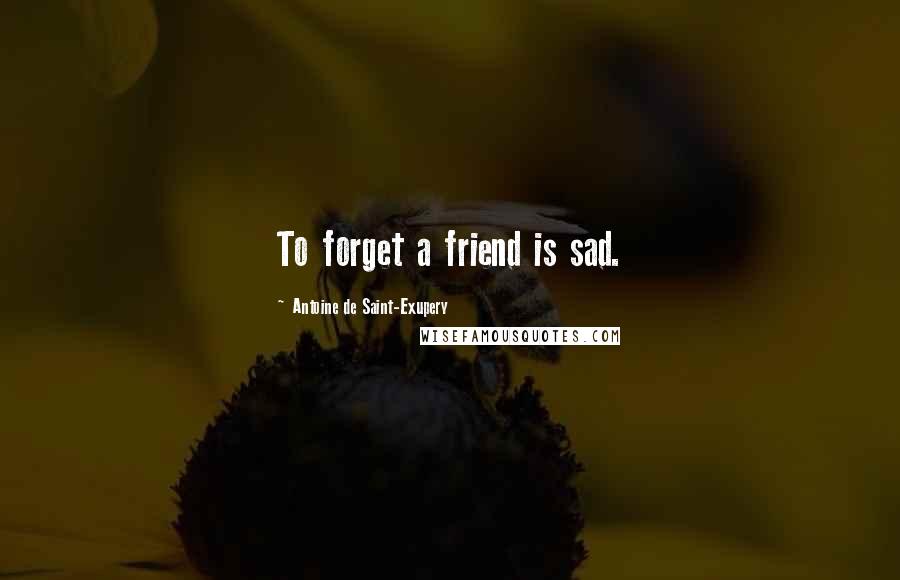 Antoine De Saint-Exupery quotes: To forget a friend is sad.