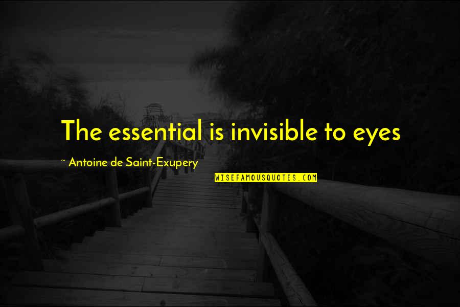 Antoine De Saint Quotes By Antoine De Saint-Exupery: The essential is invisible to eyes