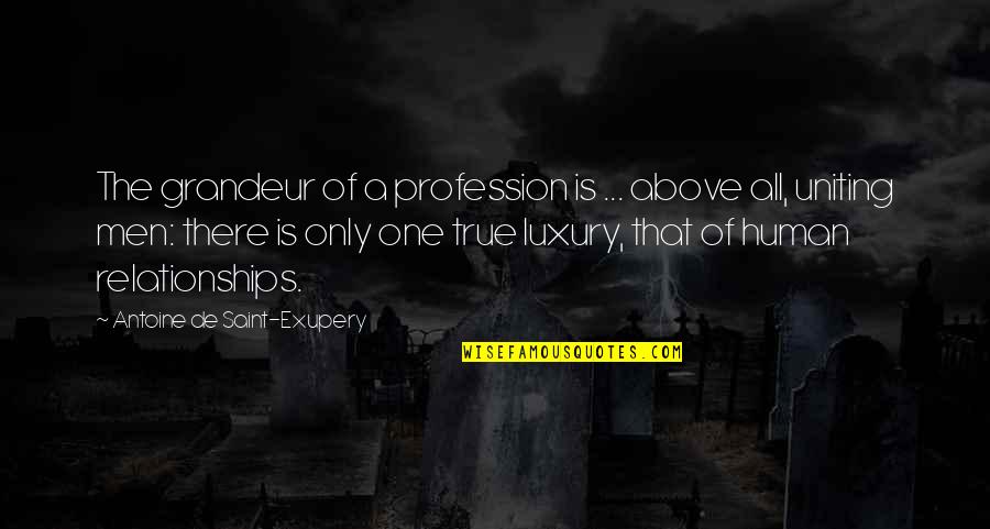 Antoine De Saint Quotes By Antoine De Saint-Exupery: The grandeur of a profession is ... above