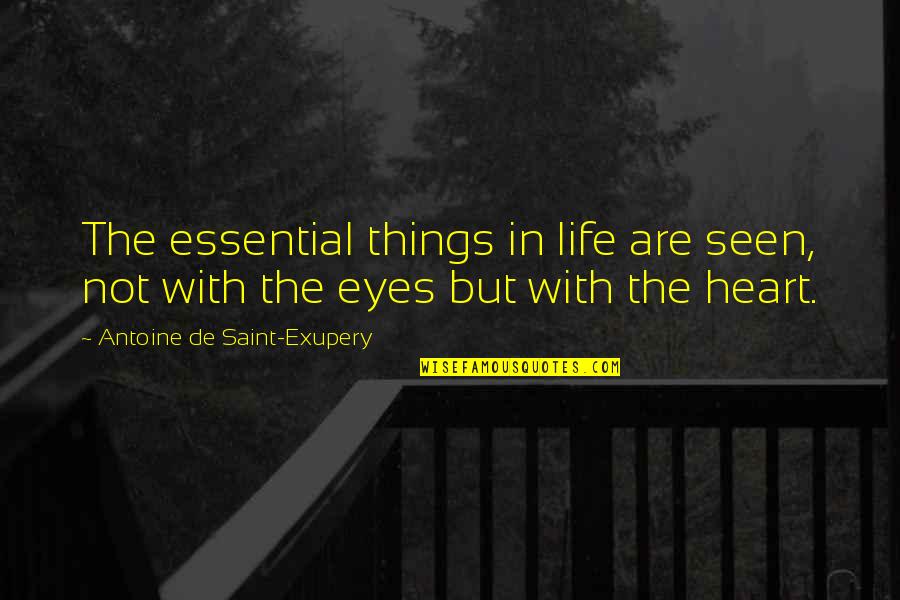 Antoine De Saint Quotes By Antoine De Saint-Exupery: The essential things in life are seen, not