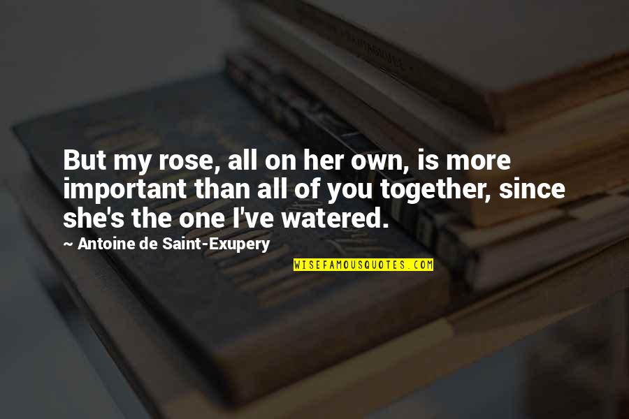 Antoine's Quotes By Antoine De Saint-Exupery: But my rose, all on her own, is