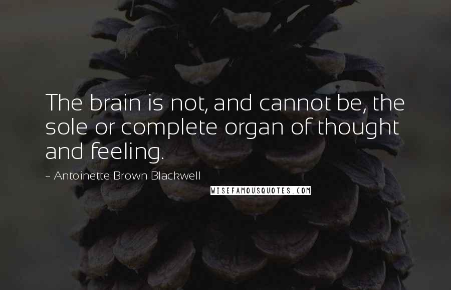 Antoinette Brown Blackwell quotes: The brain is not, and cannot be, the sole or complete organ of thought and feeling.
