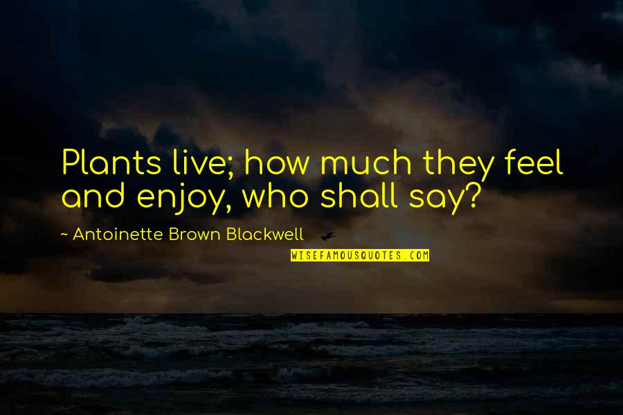 Antoinette Brown Blackwell Quotes By Antoinette Brown Blackwell: Plants live; how much they feel and enjoy,