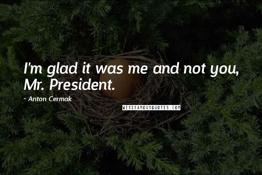 Anton Cermak quotes: I'm glad it was me and not you, Mr. President.