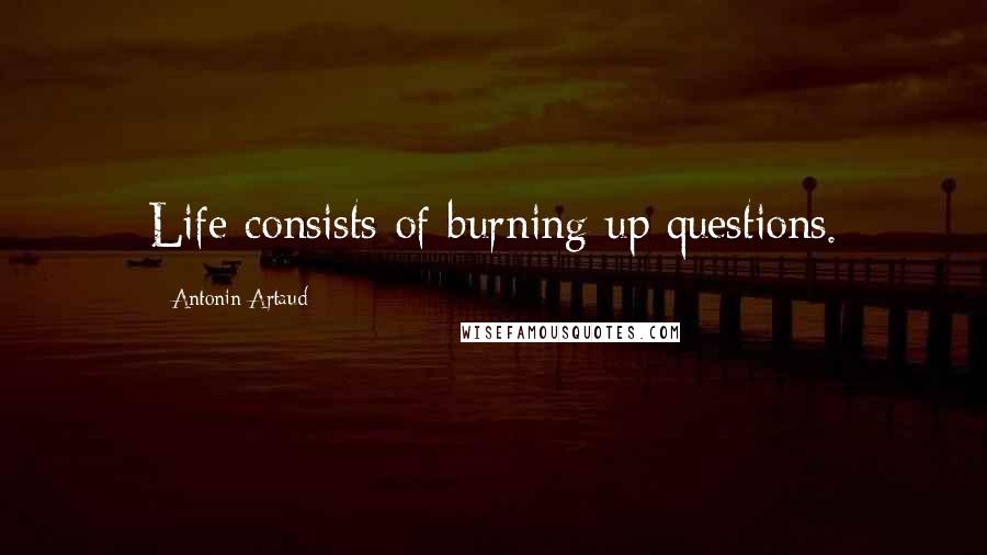 Antonin Artaud quotes: Life consists of burning up questions.