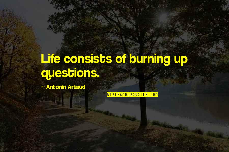 Antonin Artaud Quotes By Antonin Artaud: Life consists of burning up questions.