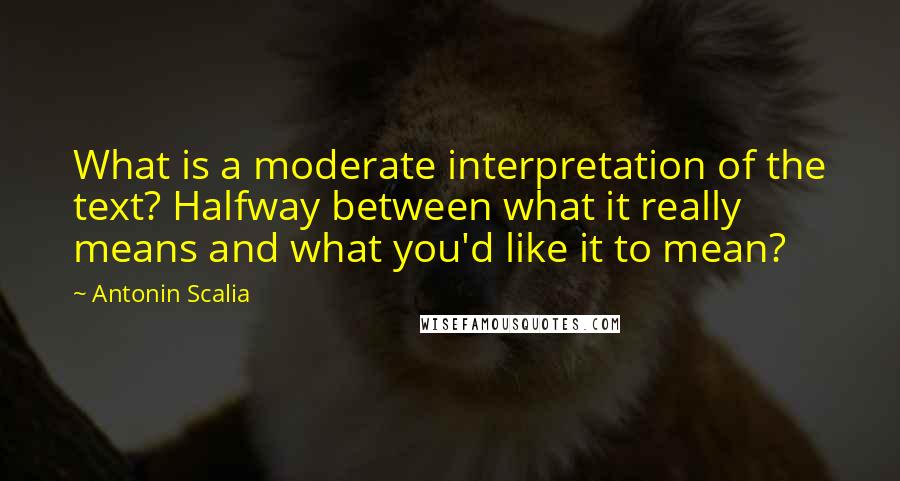 Antonin Scalia quotes: What is a moderate interpretation of the text? Halfway between what it really means and what you'd like it to mean?