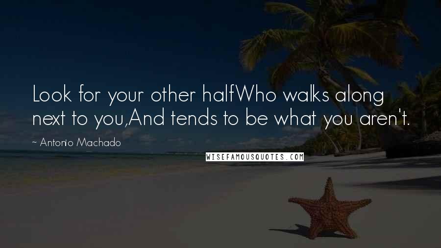 Antonio Machado quotes: Look for your other halfWho walks along next to you,And tends to be what you aren't.