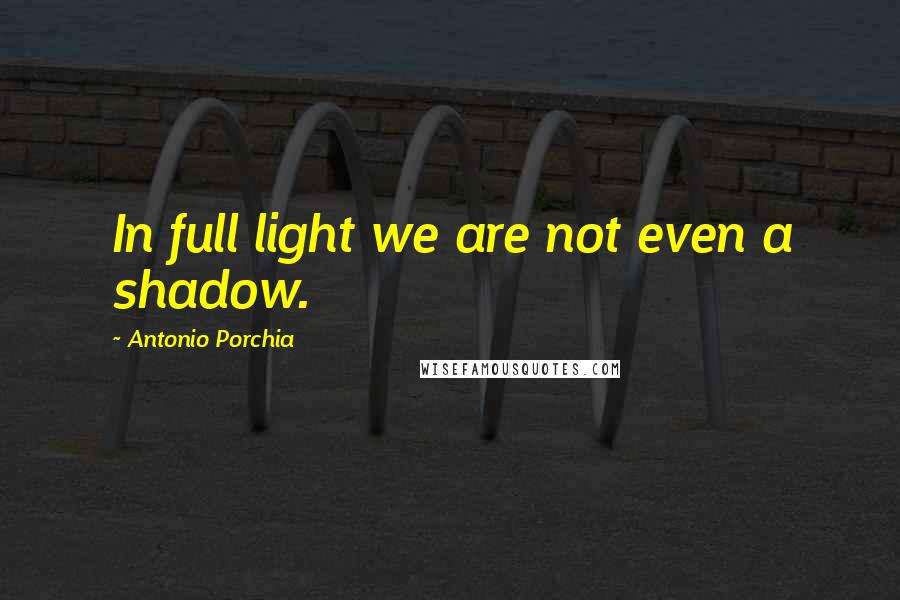 Antonio Porchia quotes: In full light we are not even a shadow.