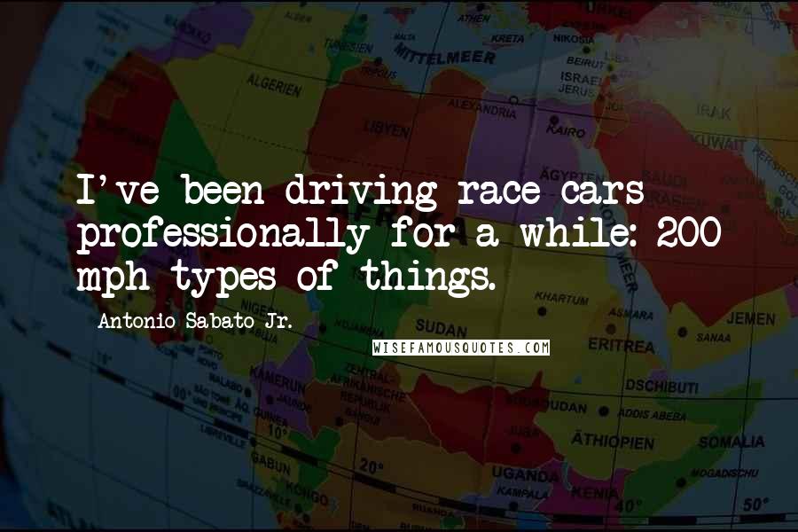 Antonio Sabato Jr. quotes: I've been driving race cars professionally for a while: 200 mph types of things.