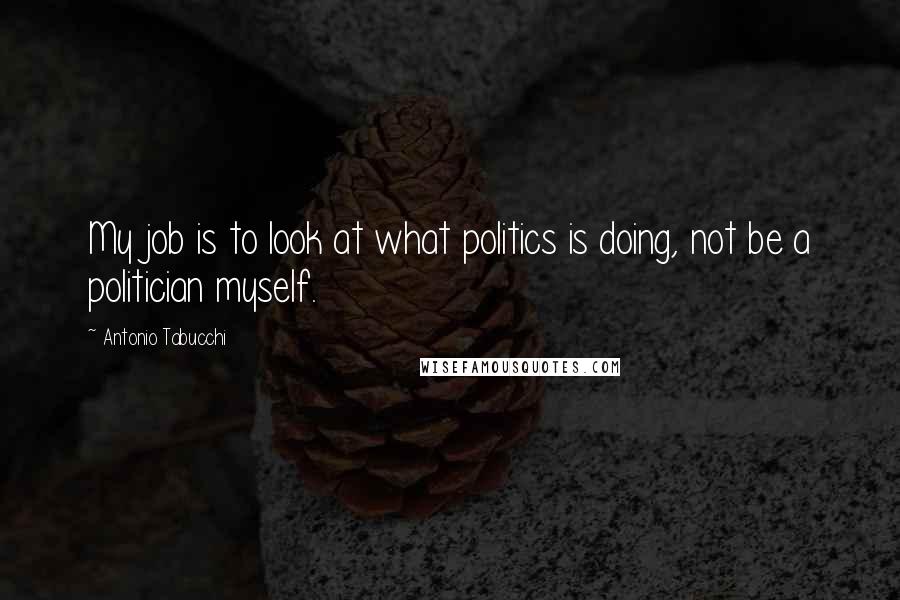 Antonio Tabucchi quotes: My job is to look at what politics is doing, not be a politician myself.