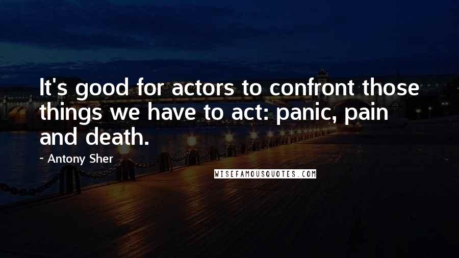 Antony Sher quotes: It's good for actors to confront those things we have to act: panic, pain and death.