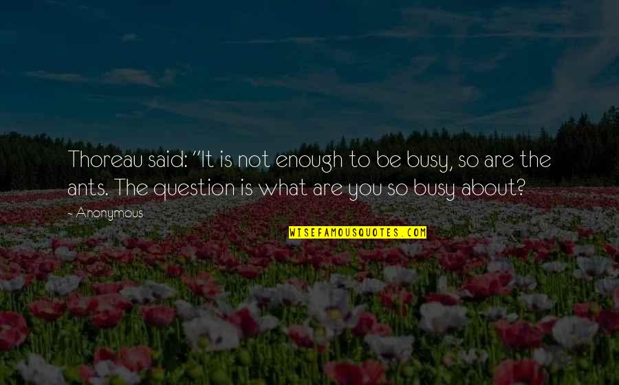 Ants Busy Quotes By Anonymous: Thoreau said: "It is not enough to be