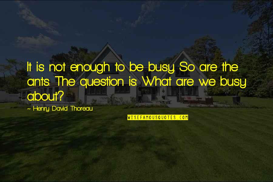 Ants Busy Quotes By Henry David Thoreau: It is not enough to be busy. So