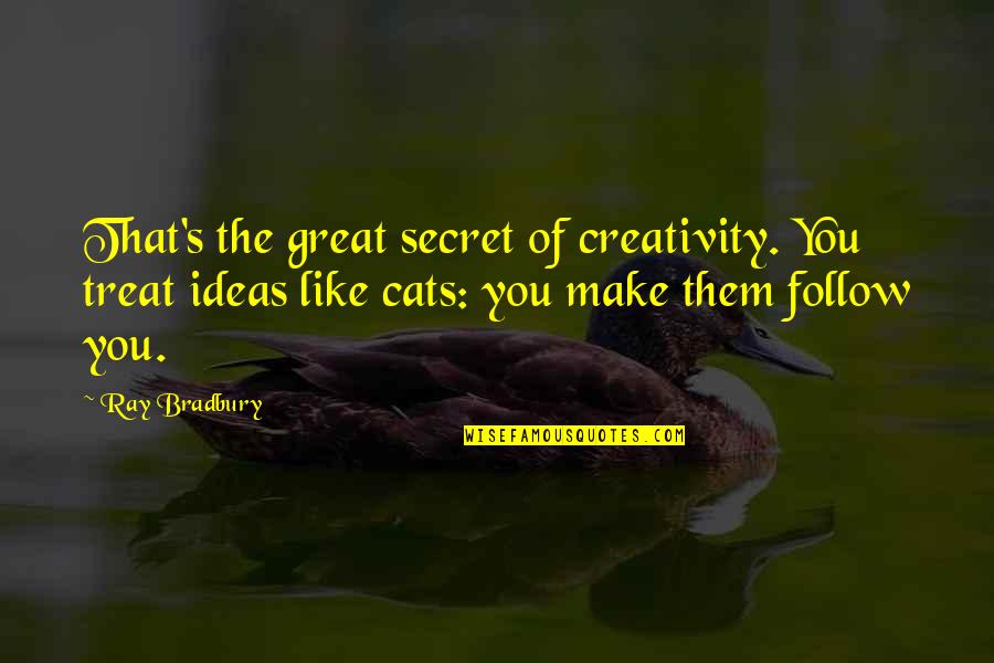 Anucha Md Quotes By Ray Bradbury: That's the great secret of creativity. You treat Anucha Md Quotes By Ray Bradbury: That's the great secret of creativity. You treat