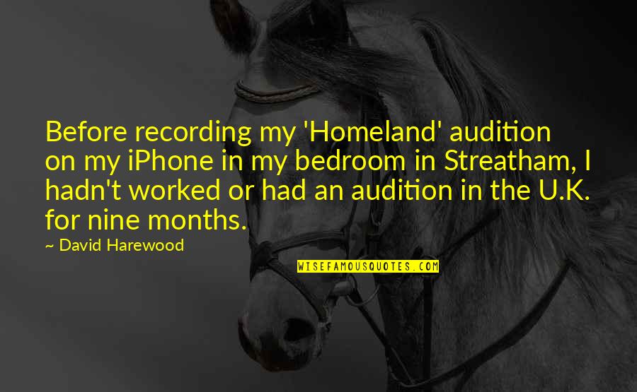 Anugraheethan Quotes By David Harewood: Before recording my 'Homeland' audition on my iPhone Anugraheethan Quotes By David Harewood: Before recording my 'Homeland' audition on my iPhone