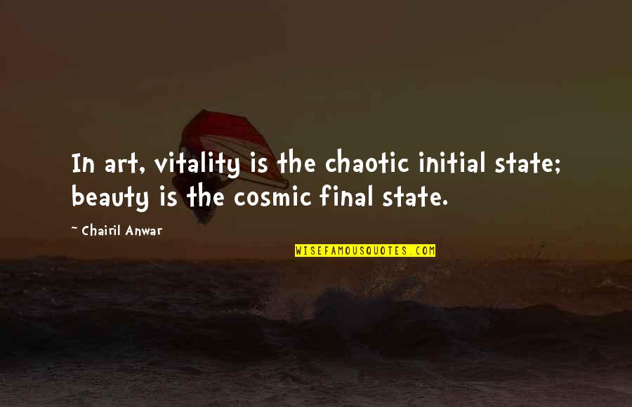 Anwar Quotes By Chairil Anwar: In art, vitality is the chaotic initial state;