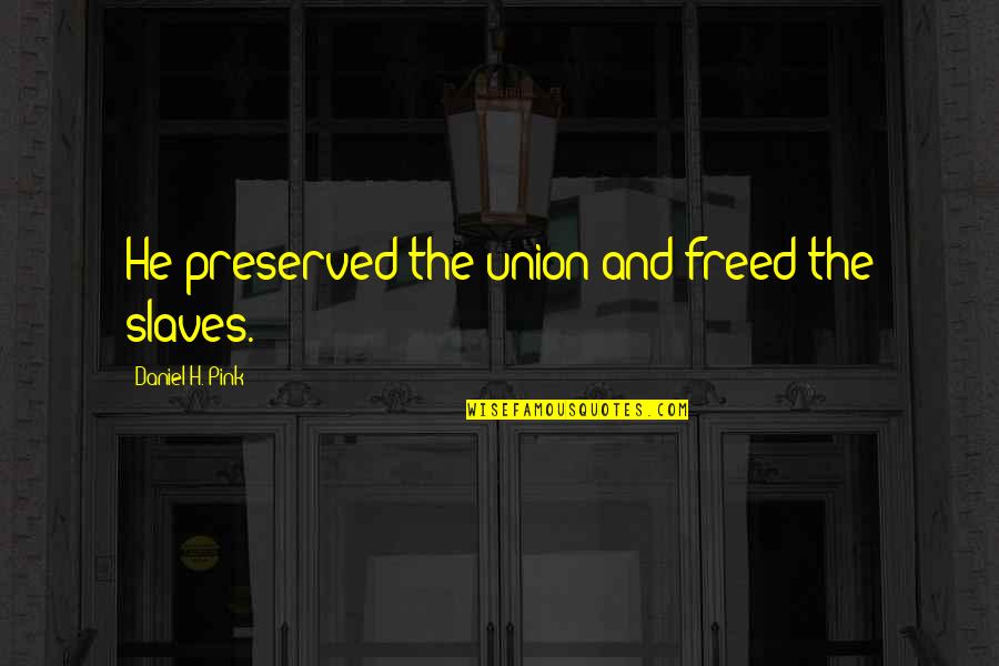Anwin Quotes By Daniel H. Pink: He preserved the union and freed the slaves.