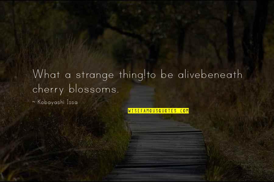 Anxiety And Relationships Quotes By Kobayashi Issa: What a strange thing!to be alivebeneath cherry blossoms.