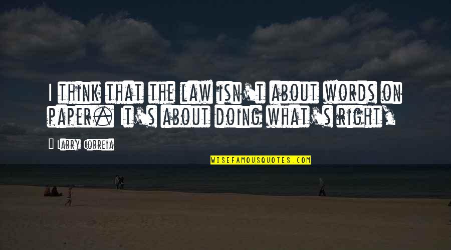 Anxiety Calm Quotes By Larry Correia: I think that the law isn't about words