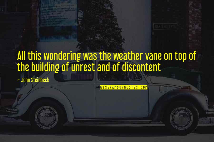 Anxiety Or Worry Quotes By John Steinbeck: All this wondering was the weather vane on Anxiety Or Worry Quotes By John Steinbeck: All this wondering was the weather vane on