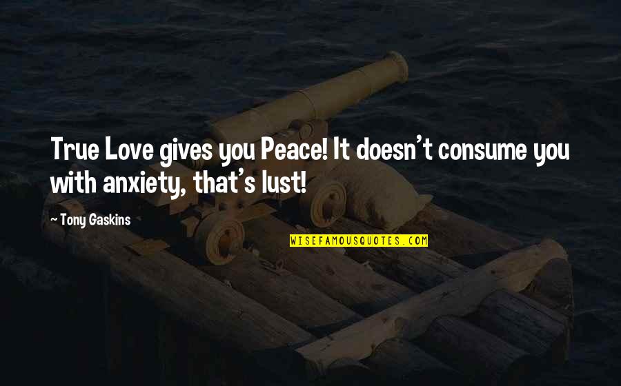 Anxiety's Quotes By Tony Gaskins: True Love gives you Peace! It doesn't consume