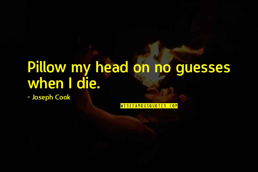 Any Guesses Quotes By Joseph Cook: Pillow my head on no guesses when I